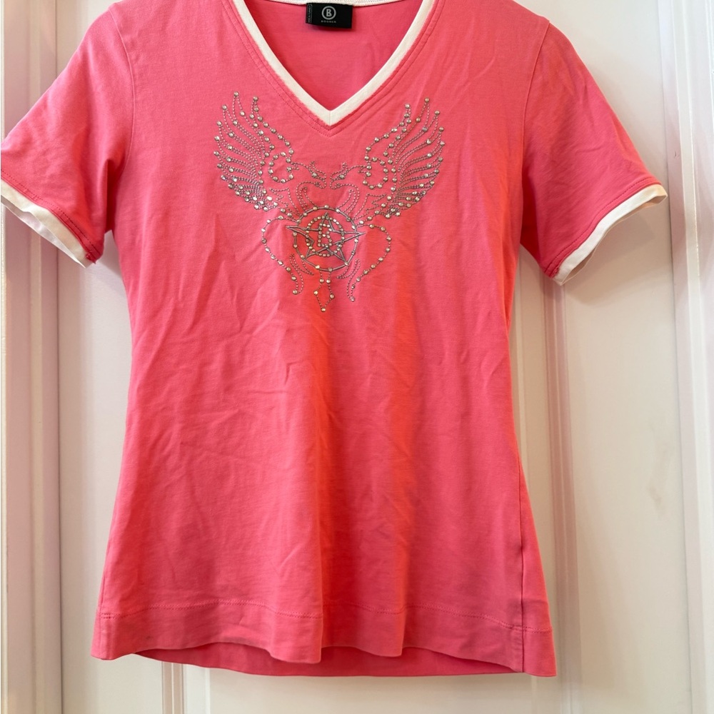 Bogner Pink Embellished Fitted Short Sleeve T-Shirt